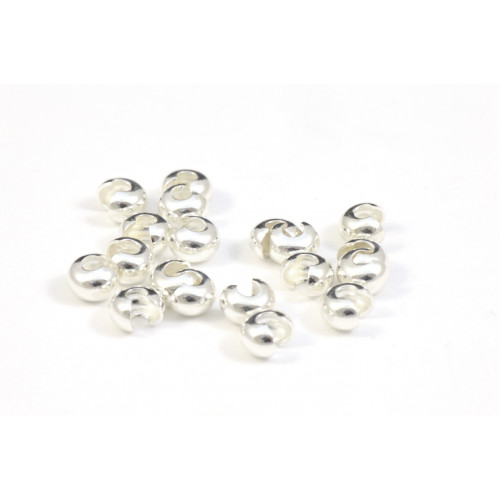 3MM SILVER PLATED CRIMP BEADS COVER ( PACK OF 20)